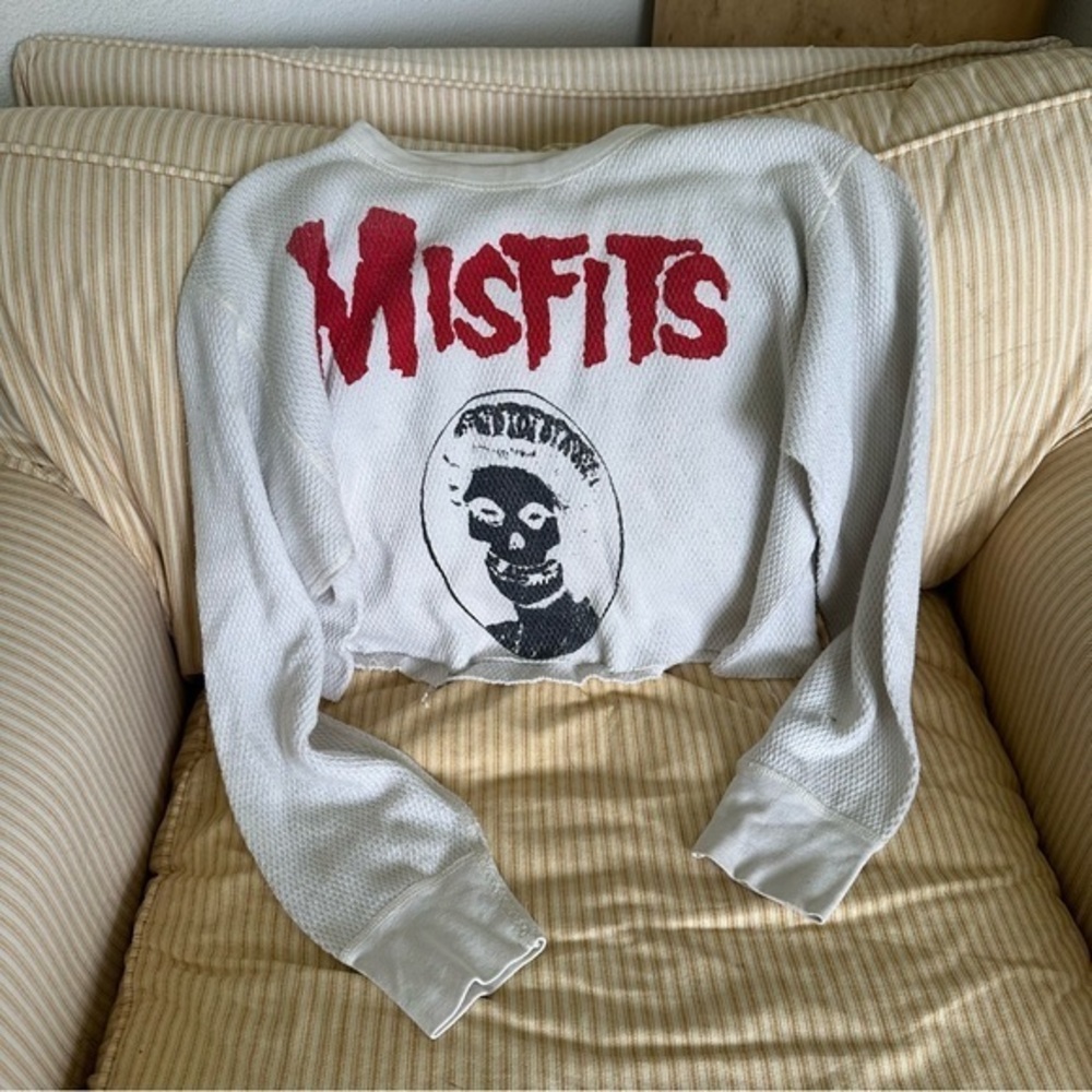 RARE VINTAGE Misfits Long Sleeve Thermal Tee XL Crop